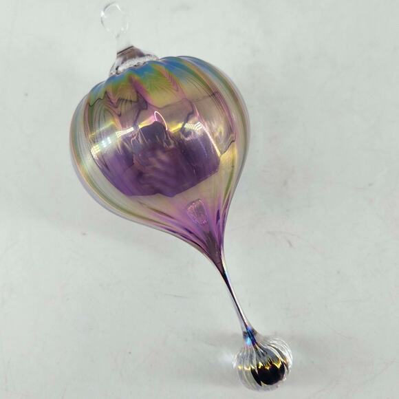 Hand Blown Glass delicate iridescent ornament Suncatcher 6" - Picture 2 of 3